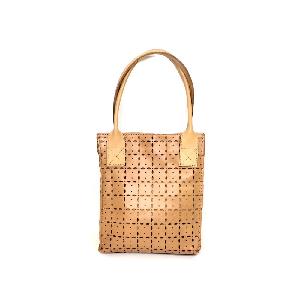 Caterina Lucchi Cognac Laser Cut Leather Tote